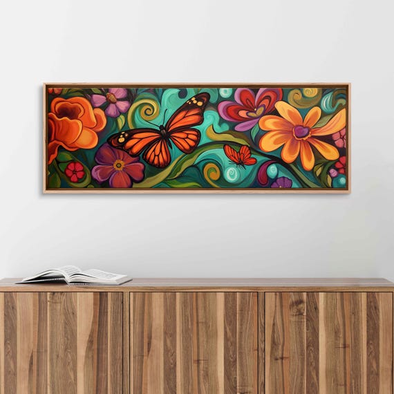 Butterflies And Blossoms Wall Art Print Abstract Acrylic Inspiration Bright Colors Spiritual Renewal