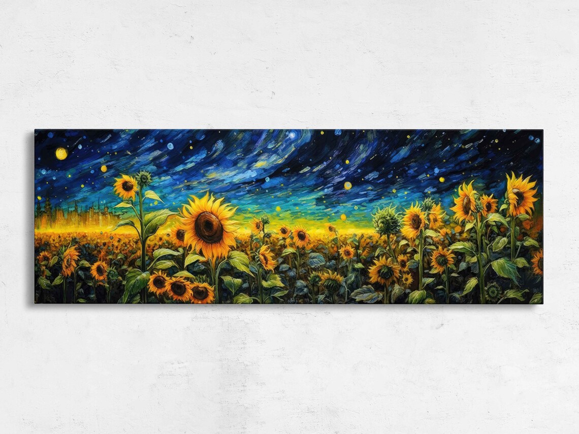 Sunflower Field Panoramic Landscape Wall Art Print