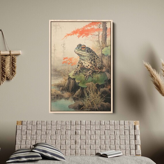 Vintage Japanese Frog Acrylic Painting Art Print