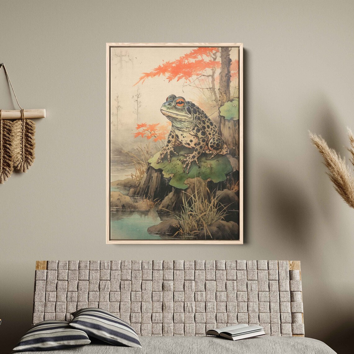 Vintage Japanese Frog Acrylic Painting Art Print