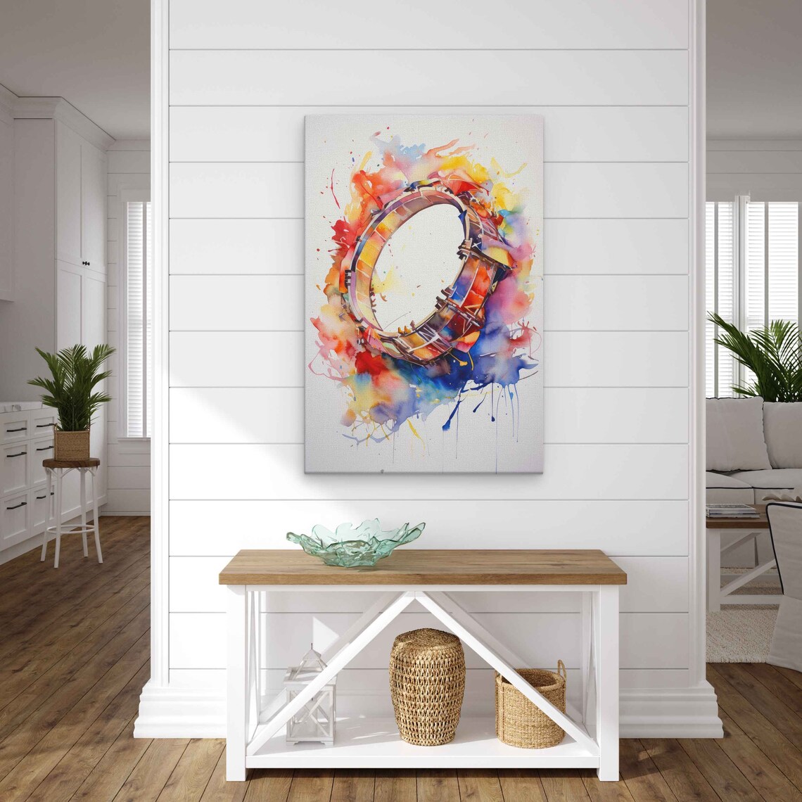 Colorful Watercolor Snare Drum Splash Paint Music Lover Art Print - Image 3