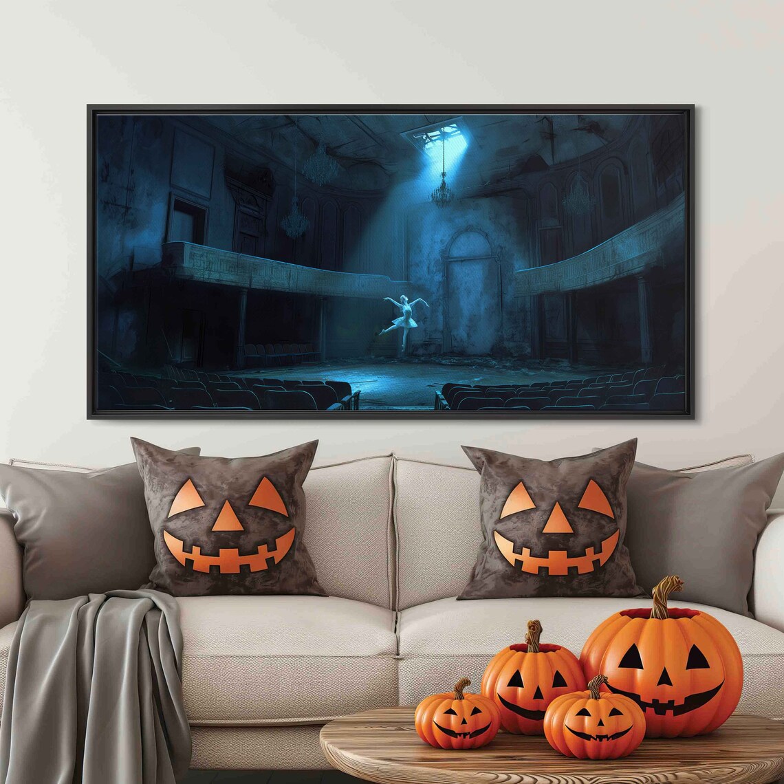 Ghostly Ballerina Dancing In Abandoned Theater Moonbeam Wall Art - Image 3