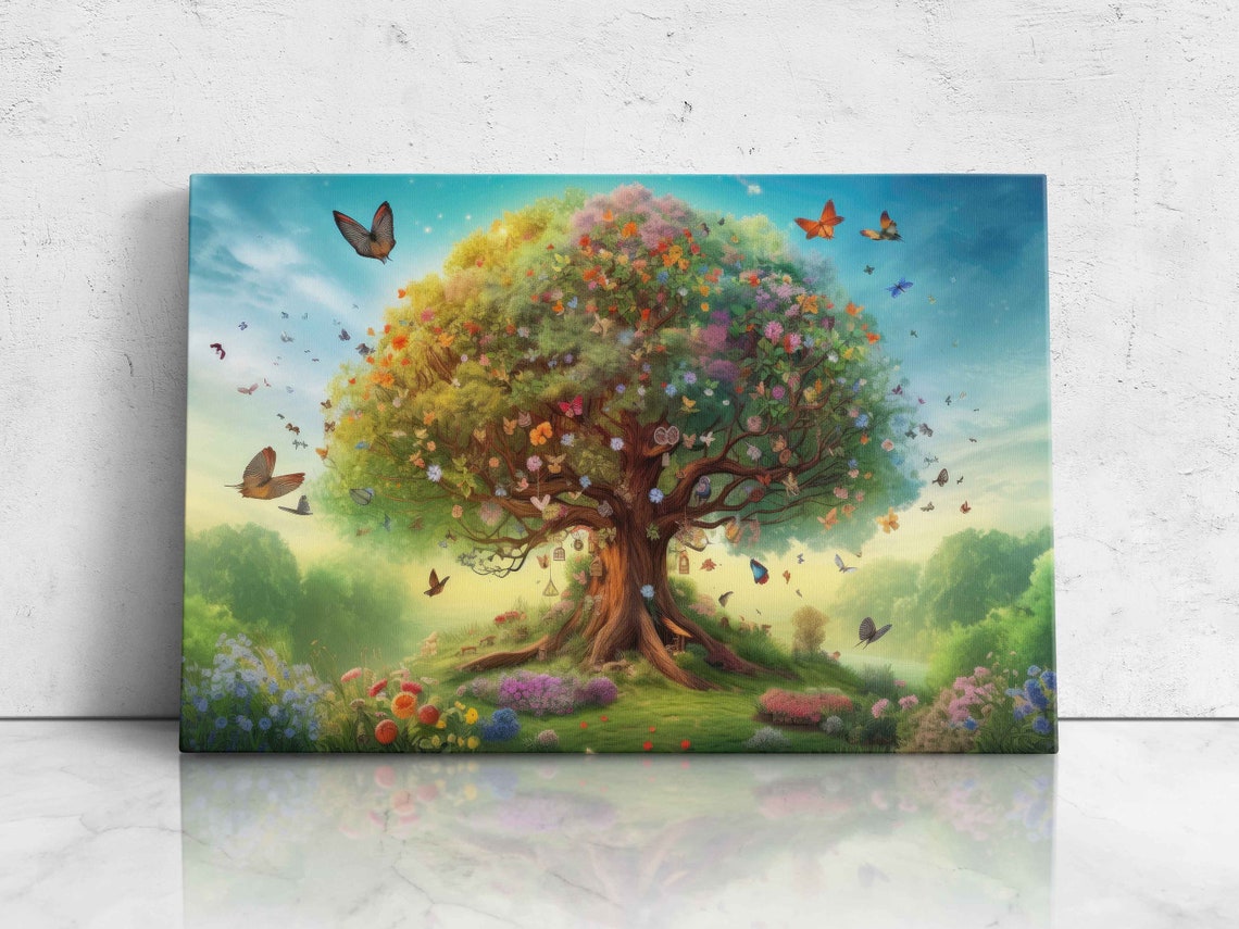 Pretty Butterfly Tree In Framed Print Nursery Decor Bright And Uplifting
