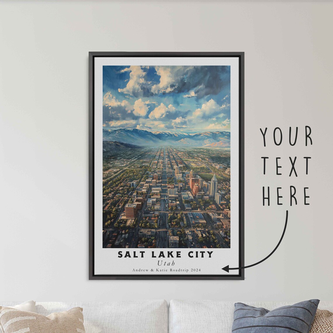 Salt Lake City Utah Acrylic Painting Travel Art Framed Wall Art Framed Fine Art Poster Paper Print Travel Home Decor - Image 3