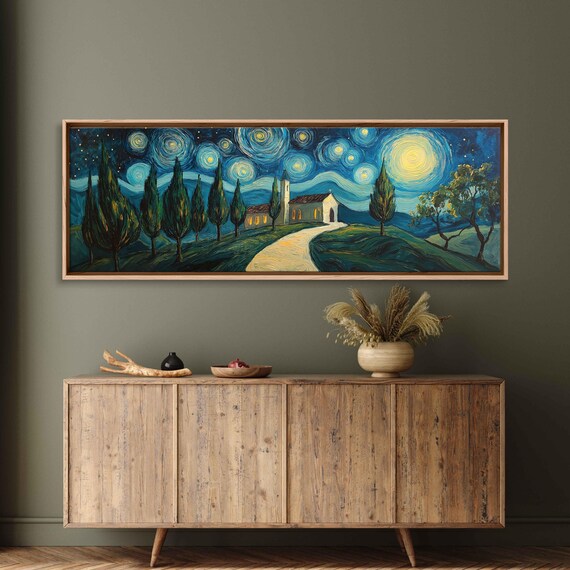 Starry Night Path To Chapel Cypress Hills Van Gogh Style Art Poster