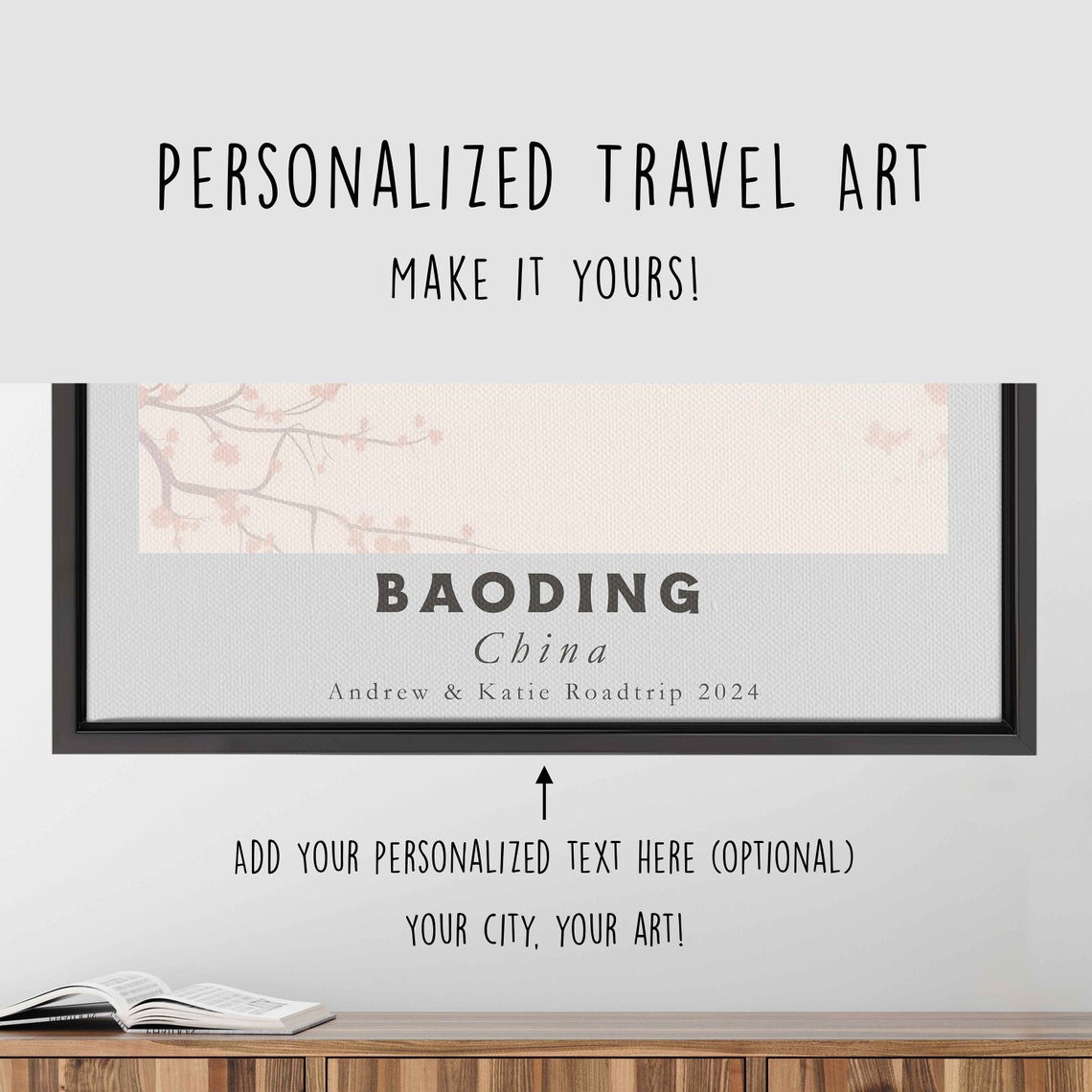 Baoding China Lakeside Pagoda Cherry Blossom Minimal Art Travel Poster - Image 4