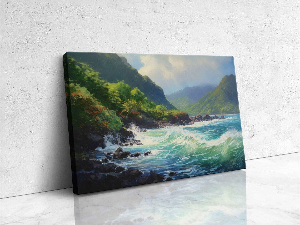 Hana Hawaii Coast Modern Oil Painting Art Print - Image 4