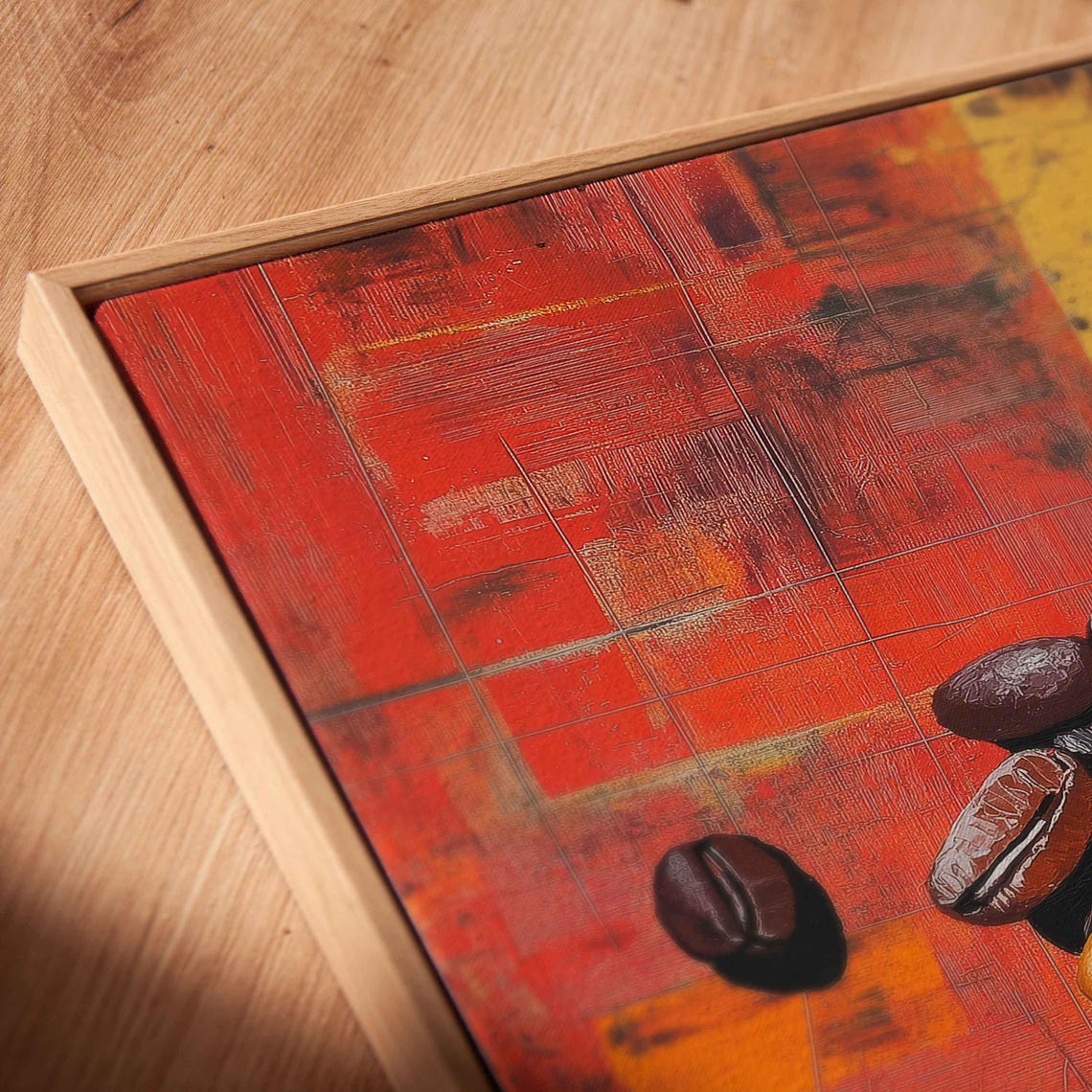 Coffee Beans On Abstract Wall Art Print Coffee Lover Gift For Her Kitchen Wall Art Bright Colors Ready To Hang - Image 2