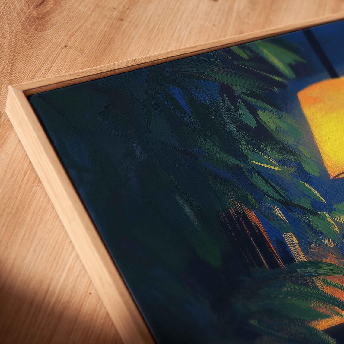 Moody Bar Corner Night Painting Silhouetted Friends Lamplight Poster - Image 2