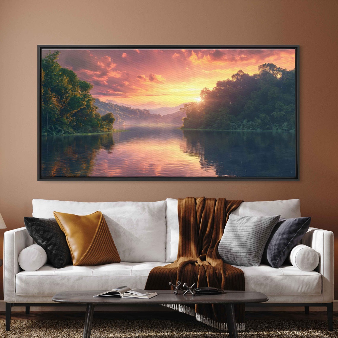 Rainforest At Sunset Panoramic Shot Wall Art Print Lush Jungle River Landscape Tropical Climate Nature Poster Ready To Hang - Image 3