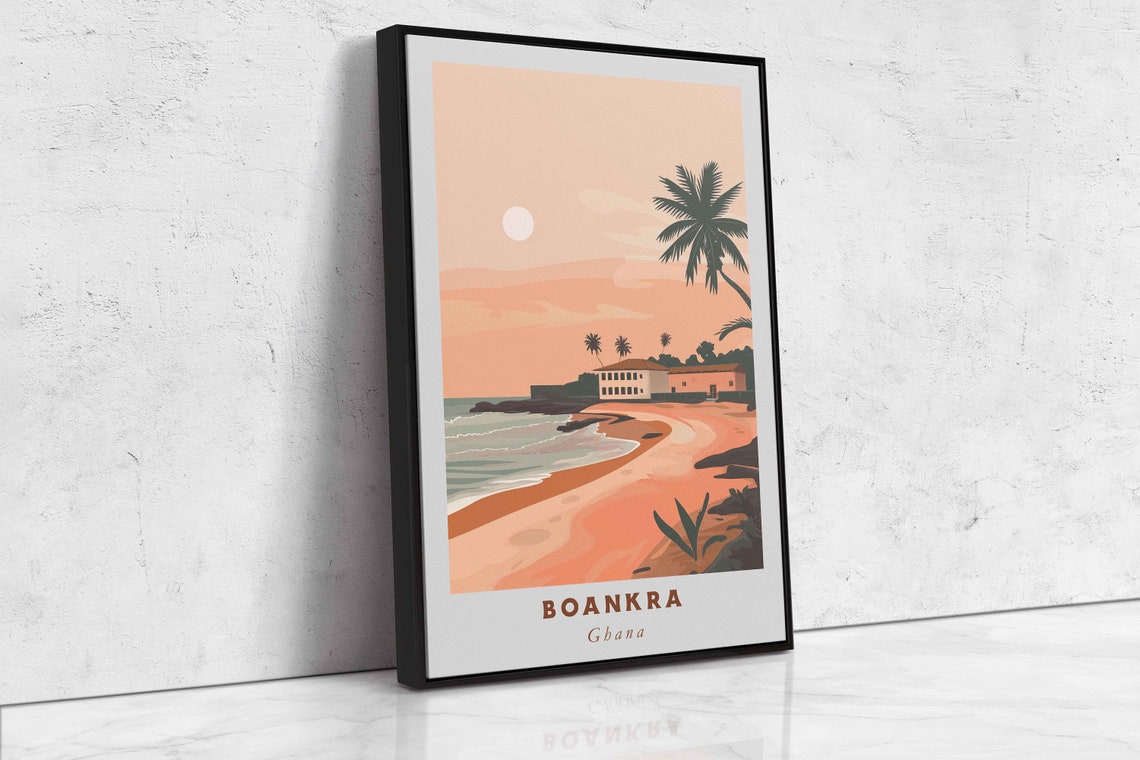Boankra Ghana Beach Sunset With Palm Trees Ocean View Poster - Image 2