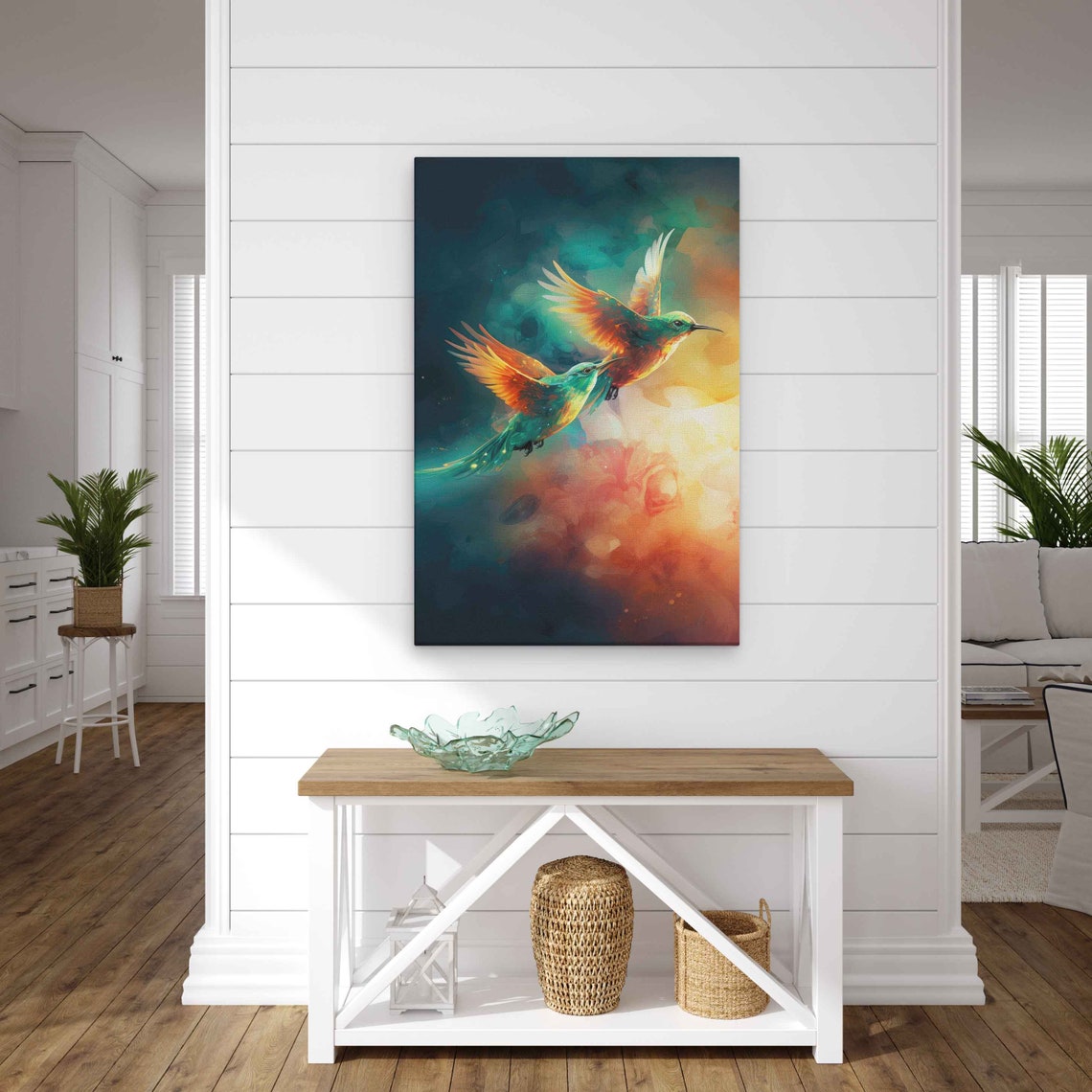 Hummingbird Couple Flying Together Colorful Wings Wildlife Poster - Image 2