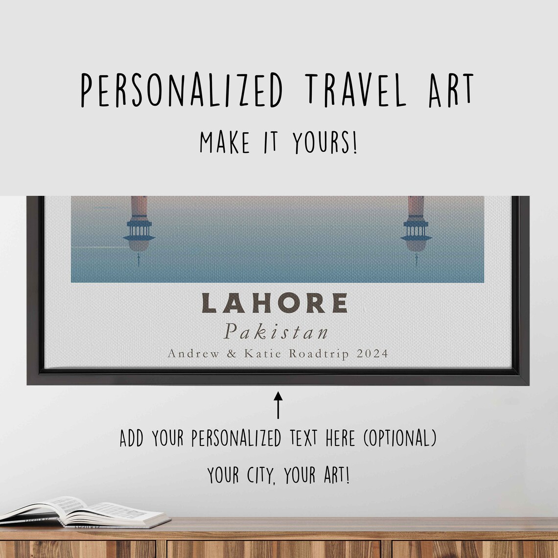 Lahore Pakistan Badshahi Mosque Reflection Minimalist Travel Poster - Image 4