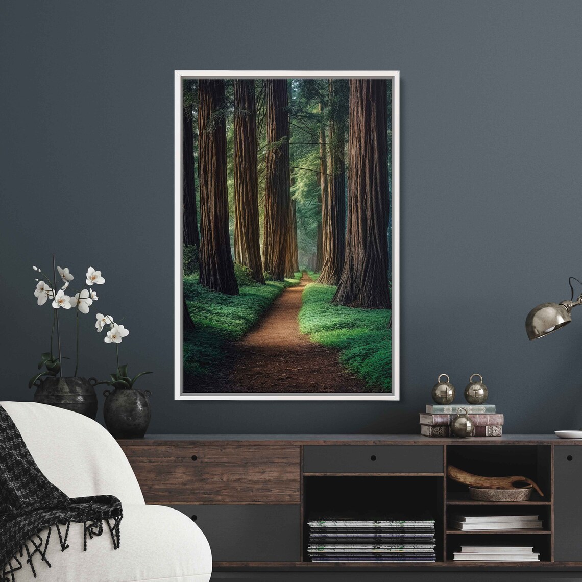 Redwood Forest Path Wall Art Print Gift For Nature Lover Wooded Walkway Serene Outdoors Ready To Hang - Image 2