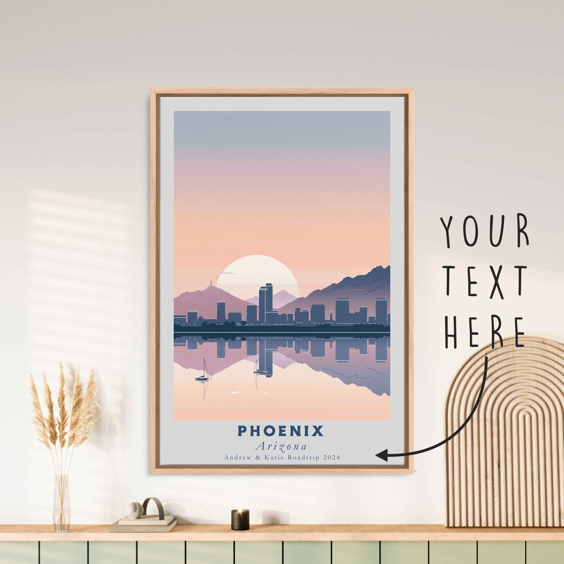 Phoenix Arizona Skyline Desert Mountains Sunset Travel Poster - Image 3