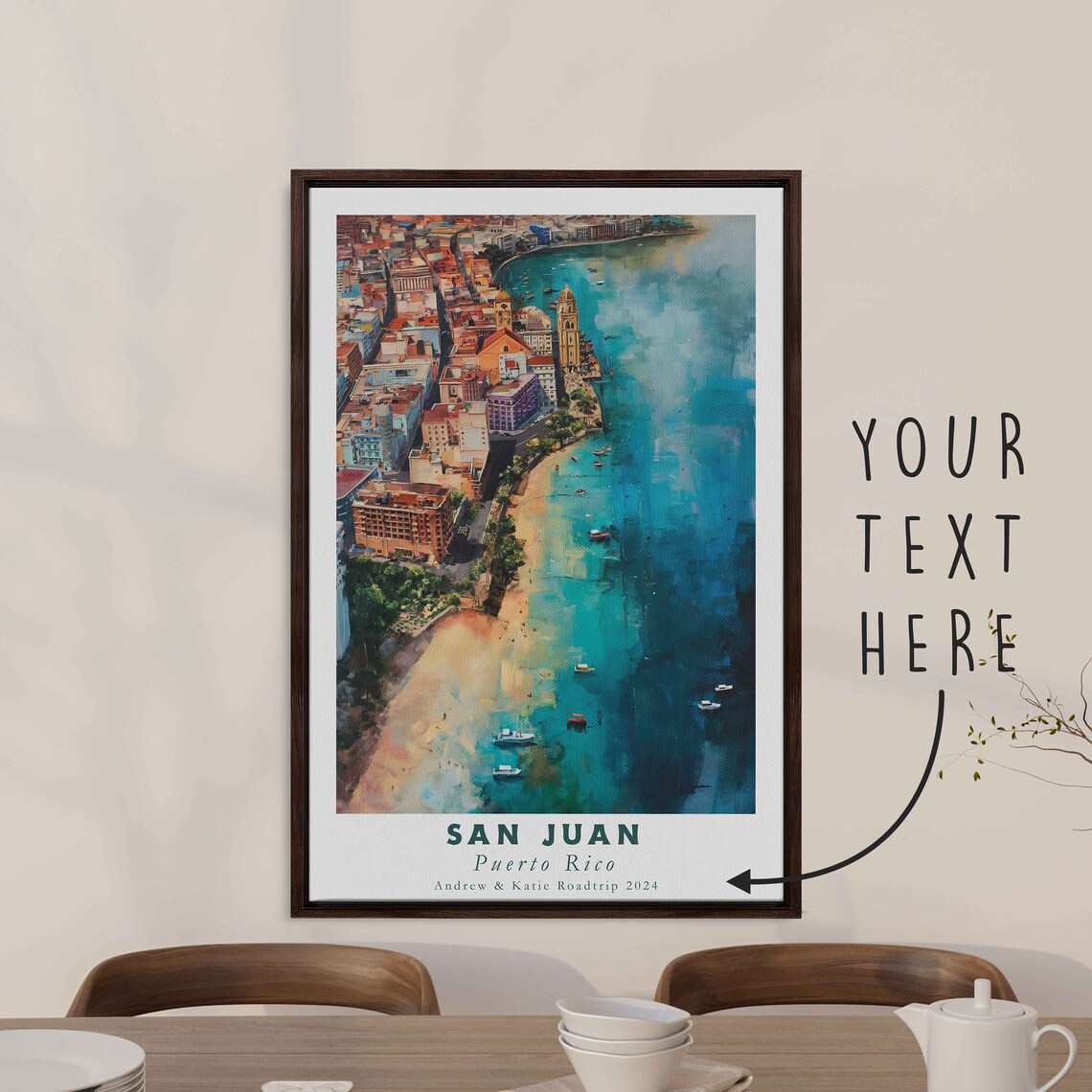San Juan Puerto Rico Aerial Coastal Beach Boats Old City Poster - Image 3