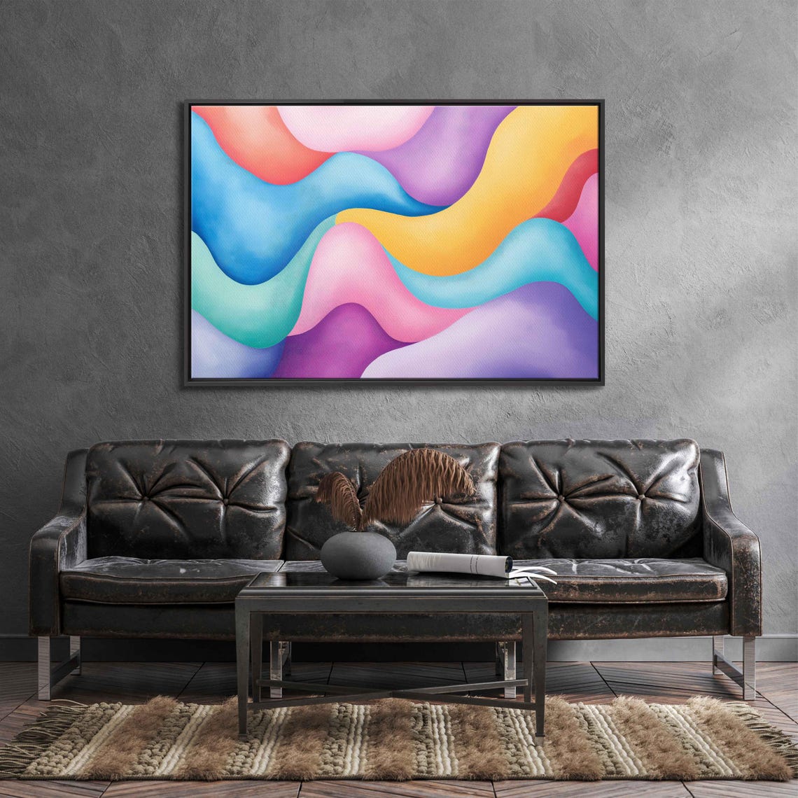 Candy Pastel Waves Abstract Pink Blue Orange Purple Fluid Art Poster