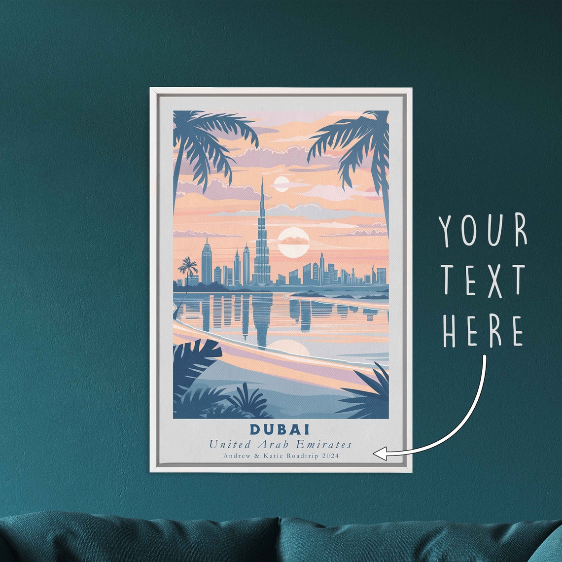 Dubai Skyline Burj Khalifa Waterfront Reflection Travel Poster - Image 3
