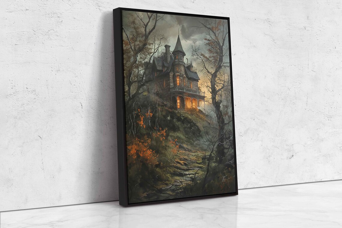 Eerie Mansion on a Hill, Halloween Wall Art Print - Image 4
