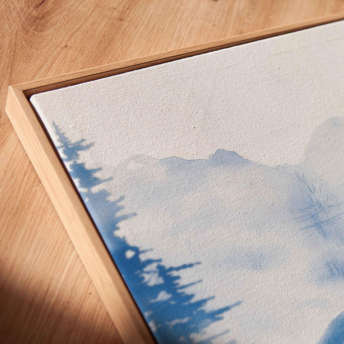 Grizzly Bear In Snowy Landscape Minimalist Blue Watercolor Art Poster - Image 2