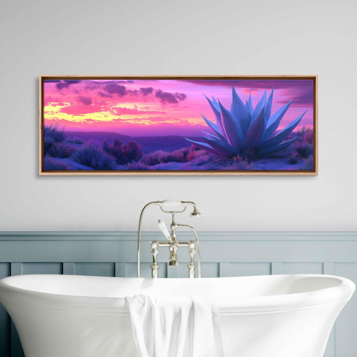 Agave Plant at Dusk Beneath Vibrant Pink Purple Desert Sky Poster - Image 3