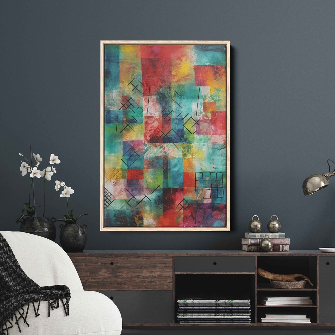 Colorful Abstract Geometric Squares Modern Oil Painting Art Poster - Image 3