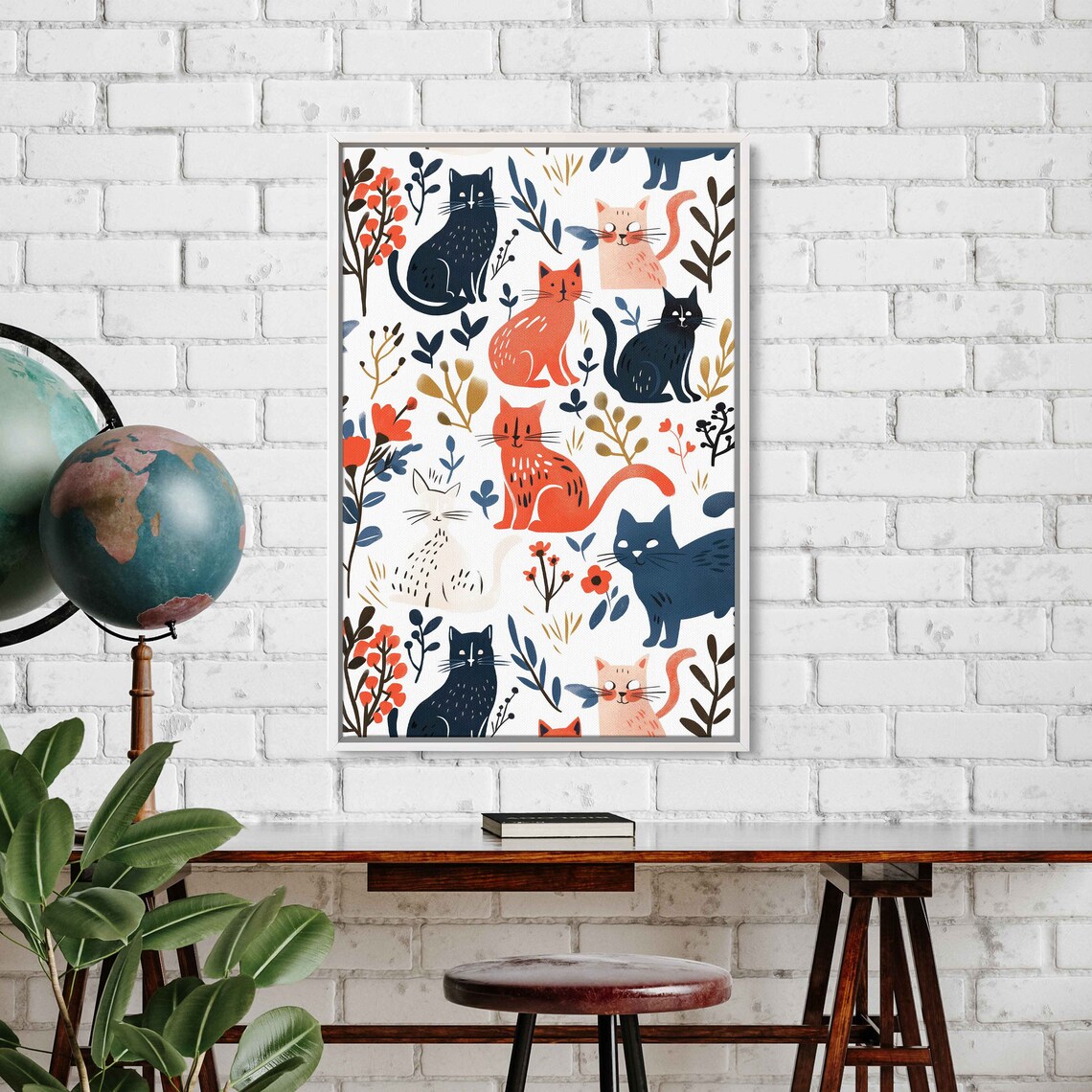 Colorful Cats and Flowers, Matisse-Inspired Art Print - Image 3