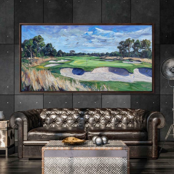 Kingston Heath Golf Course Oil Wall Art Print Picturesque Fairways Gift For Golfer Golfing Green Ready To Hang