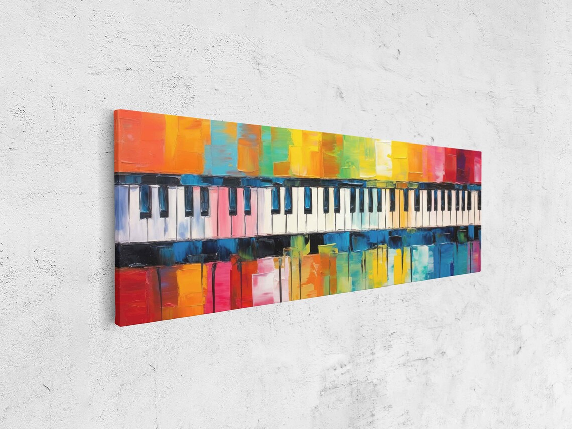 Abstract Colorful Piano Keys Oil Painting Art Print - Image 4