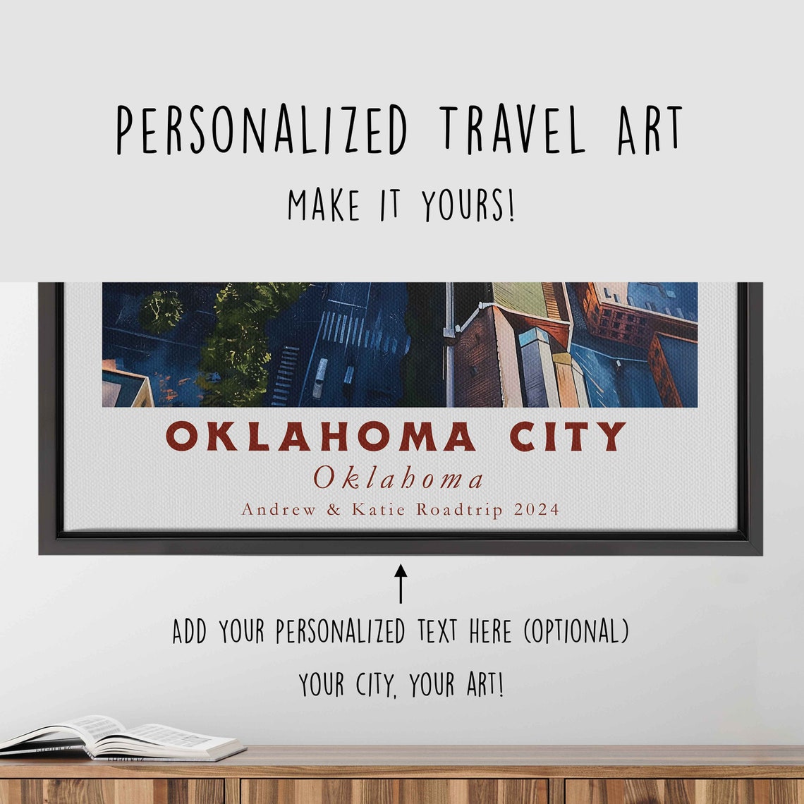 Oklahoma City Oklahoma Downtown Skyline Aerial Travel Poster - Image 4