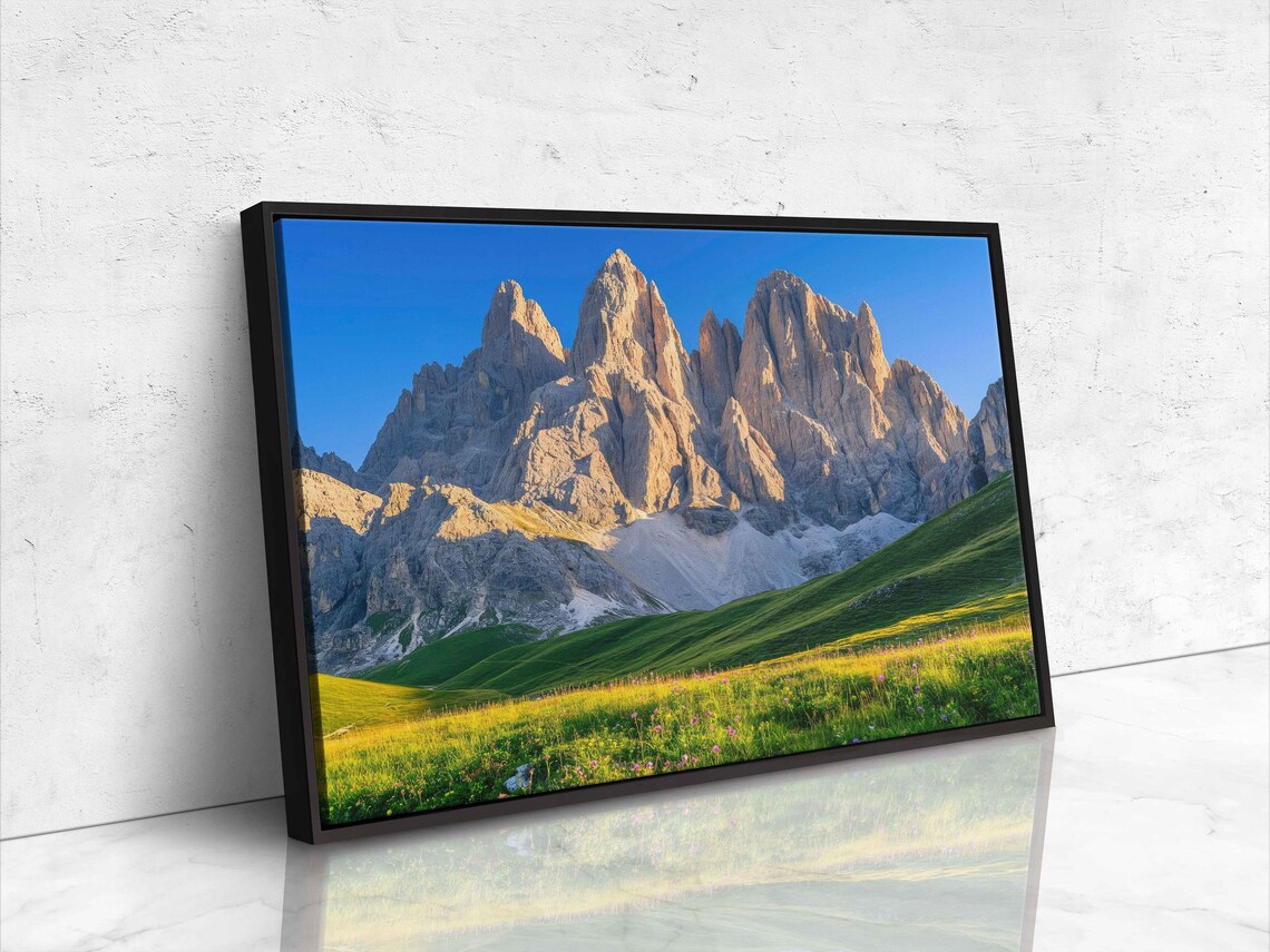 Dolomite Alps At Sunset Breathtaking View Wall Art Print Italian Mountain Range Lush Cliffside Valley Ready To Hang - Image 4