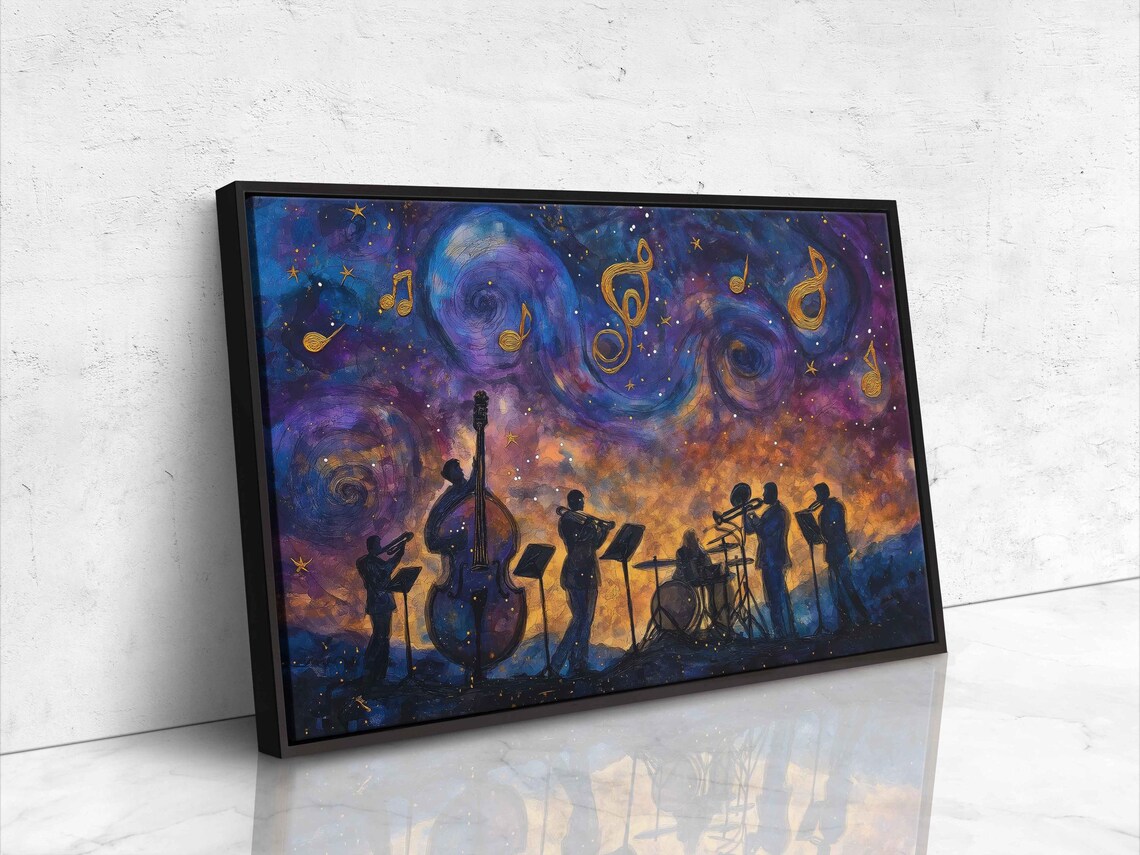 Jazz Band Under Starry Sky, Watercolor Style - Image 4