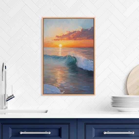 Serene Surf Scene During Sunset Wall Art Print Gift For Surfer Ocean Art Ready To Hang