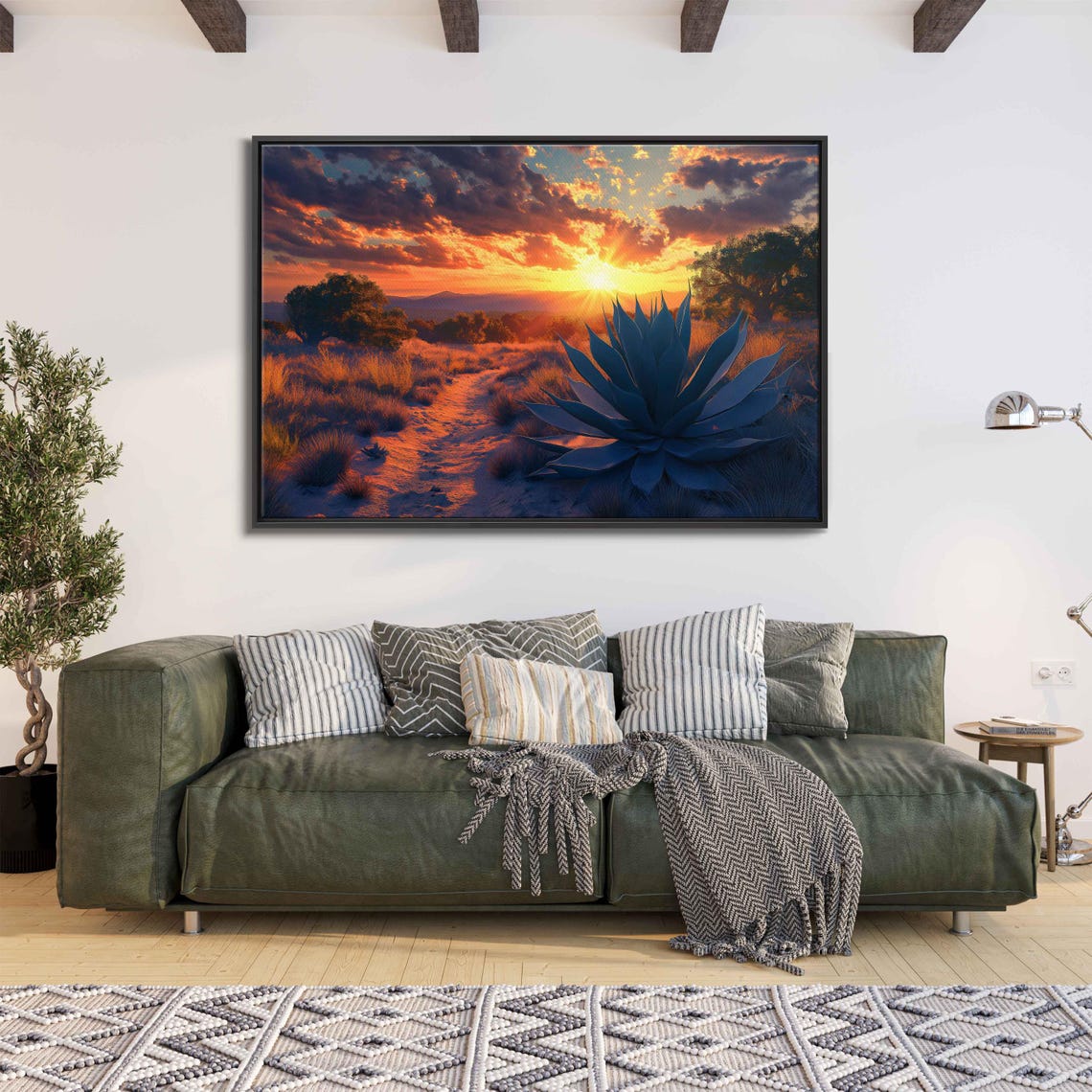 Blue Agave Desert Path At Sunset Southwest Landscape Artwork Poster