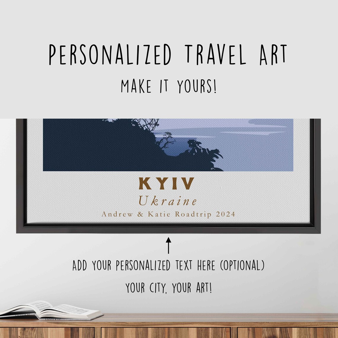 Kyiv Ukraine Dnipro River Skyline Silhouette Sunset Travel Poster - Image 4