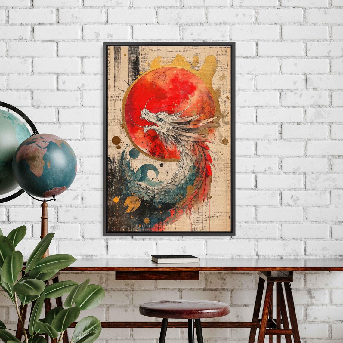 Celestial Dragon Constellation Art Print, Surreal