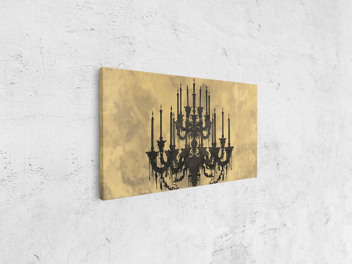 Gothic Chandelier Black Silhouette Antique Gold Vintage Halloween Poster - Image 4