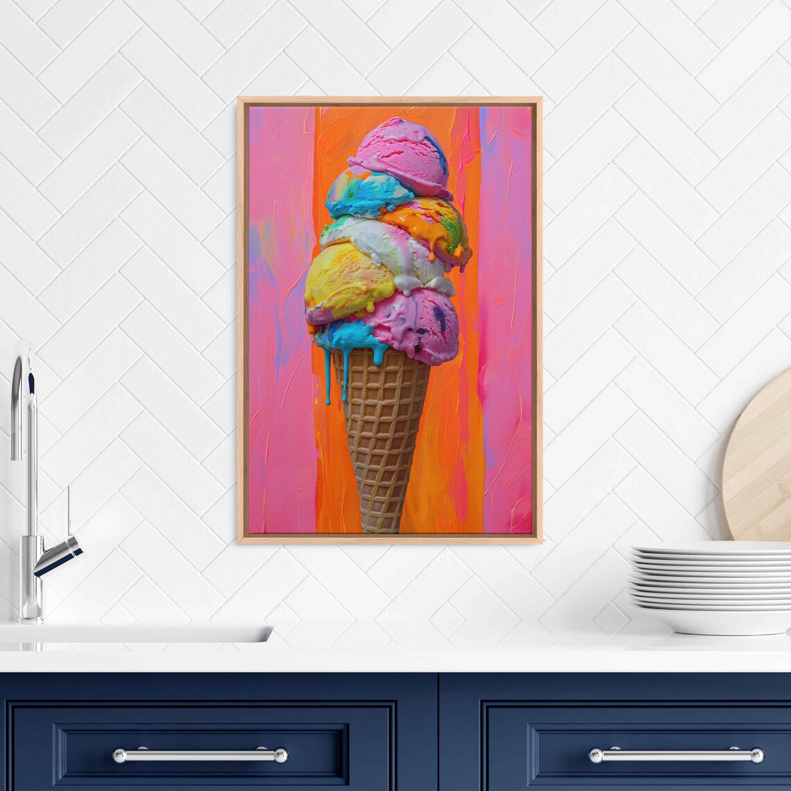 Pop Art Ice Cream Cone, Kitchen Wall Art Print