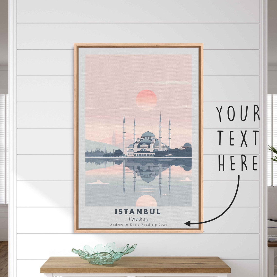 Istanbul Turkey Grand Mosque Pink Sun Reflection Travel Poster Art - Image 3