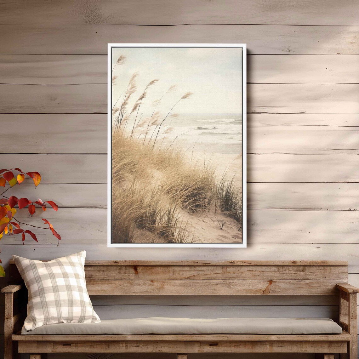 Sea Oats in Wind, Beach House Coastal Art Print - Image 2