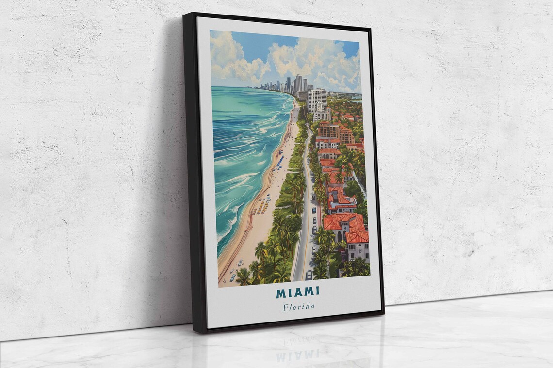 Miami Florida Acrylic Painting Travel Art Print - Image 2
