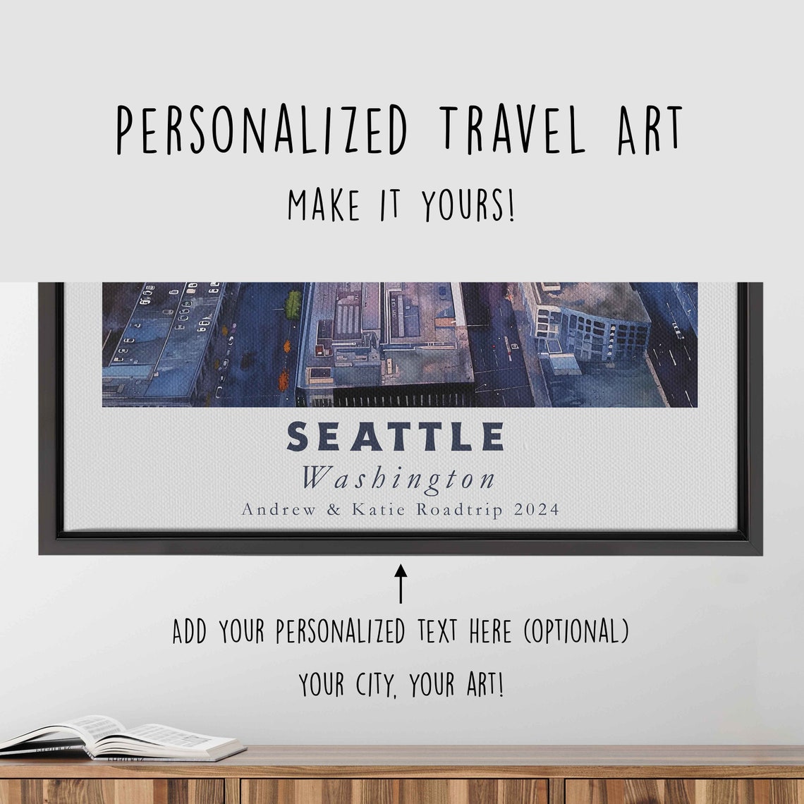 Seattle Washington Downtown Skyline Mountain View Aerial Travel Poster - Image 4