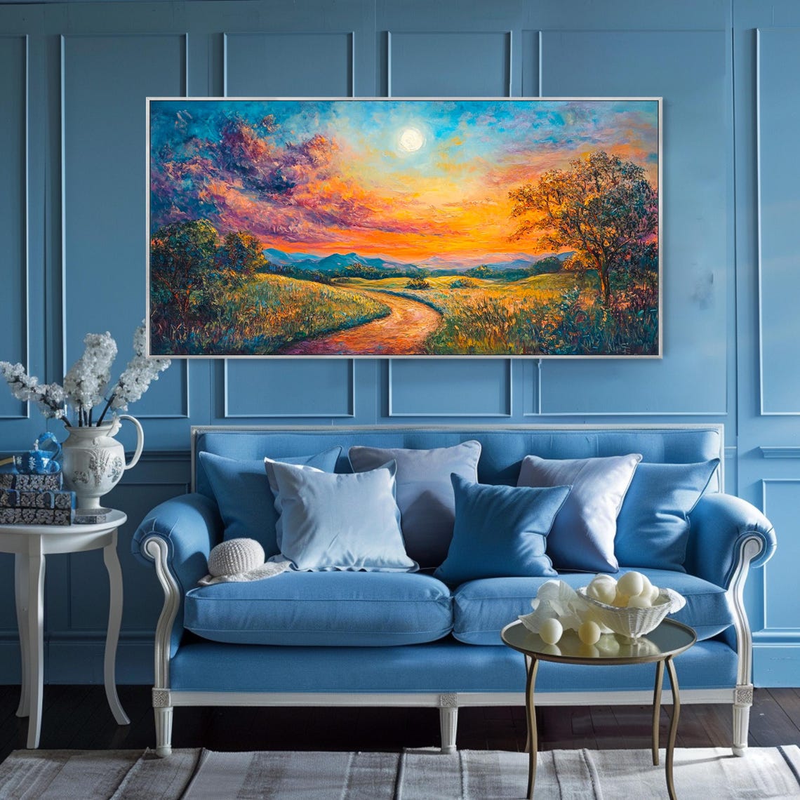 Sunset Country Road Golden Fields Dramatic Clouds Countryside Poster - Image 3