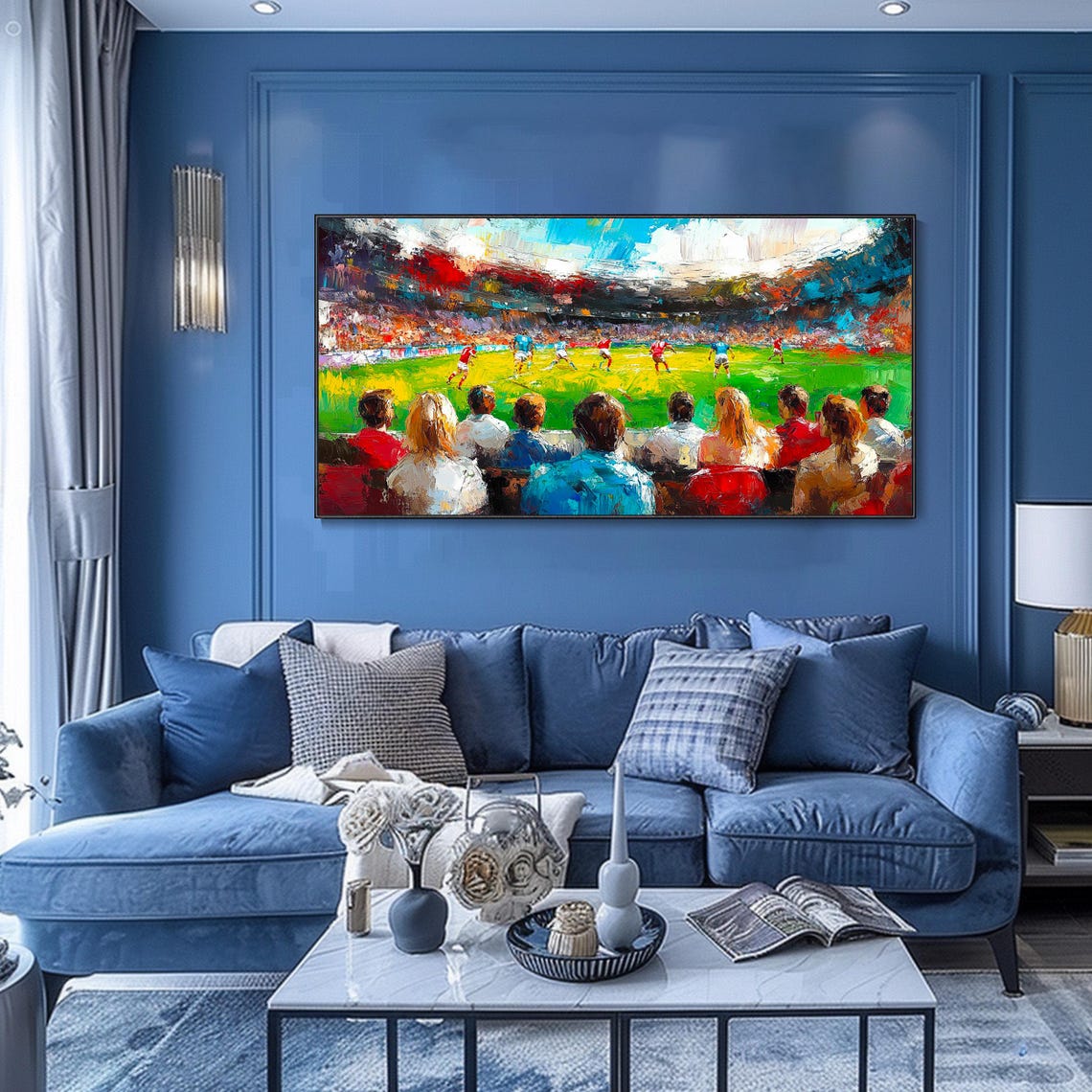Soccer Stadium Match Crowd View Vibrant Green Pitch Sports Poster - Image 2