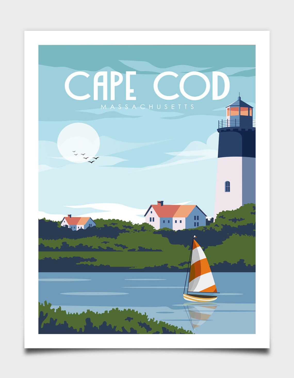 Cape Cod Travel Poster, Massachusetts Coastal Decor - Image 4