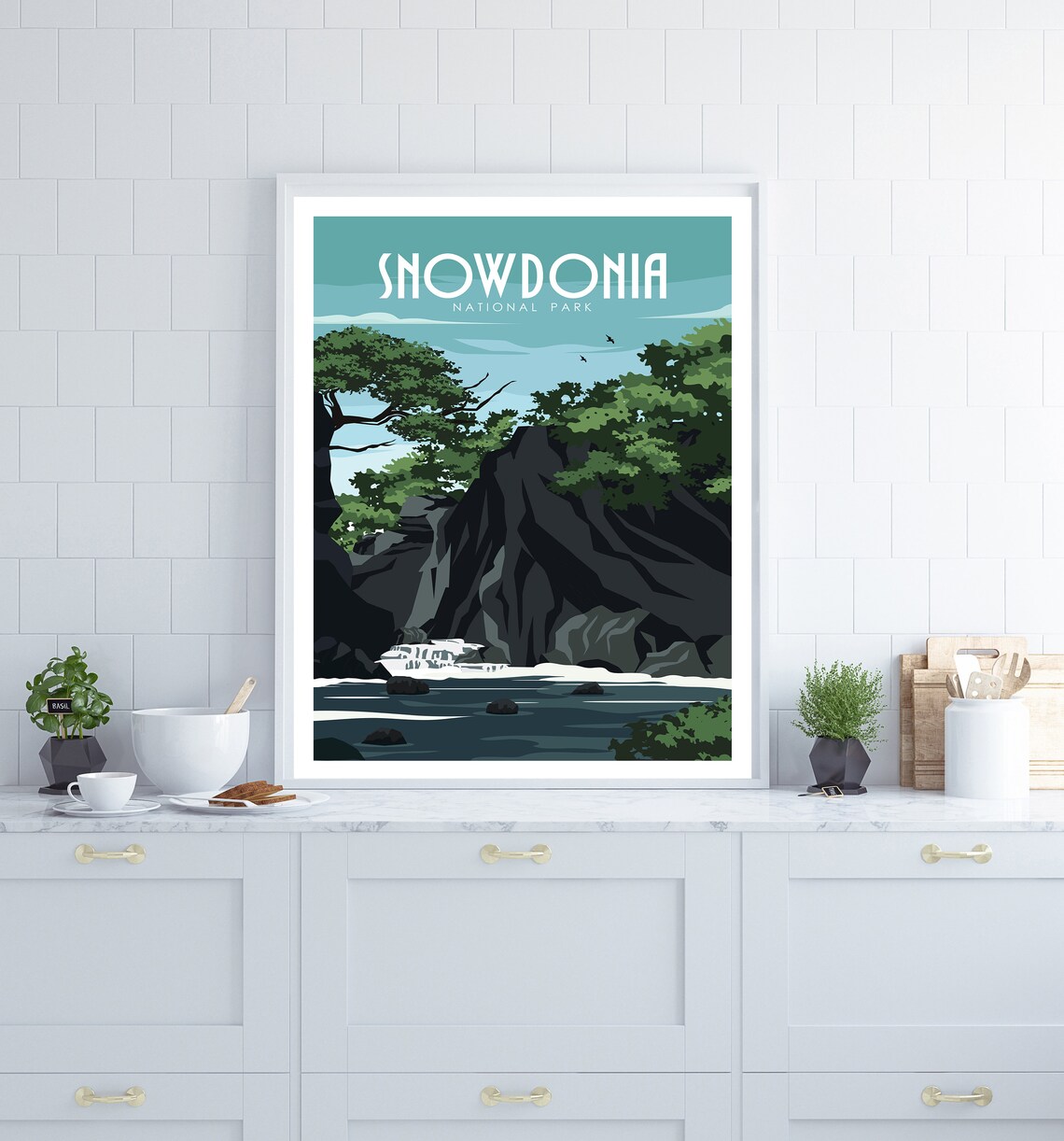 Snowdonia National Park Wales Coastal Cliffs Retro Travel Poster - Image 2