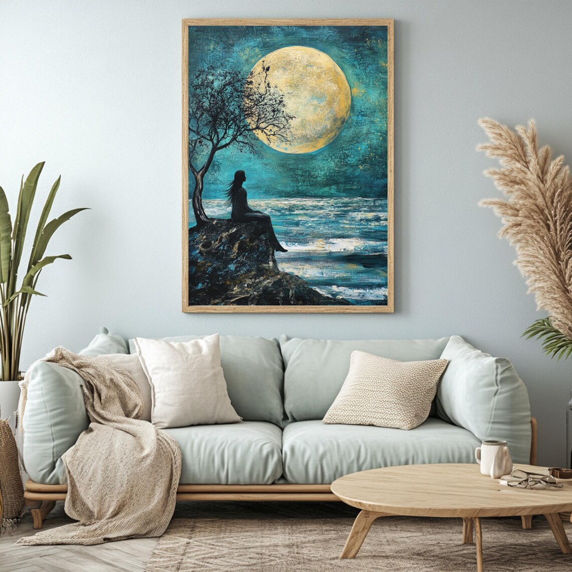 Moonlit Ocean, Dreamy Coastal Night Sky Art - Image 2