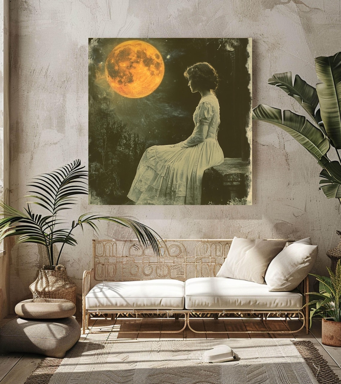 Vintage Goddess Moonlit Art Print, Celestial Decor - Image 2