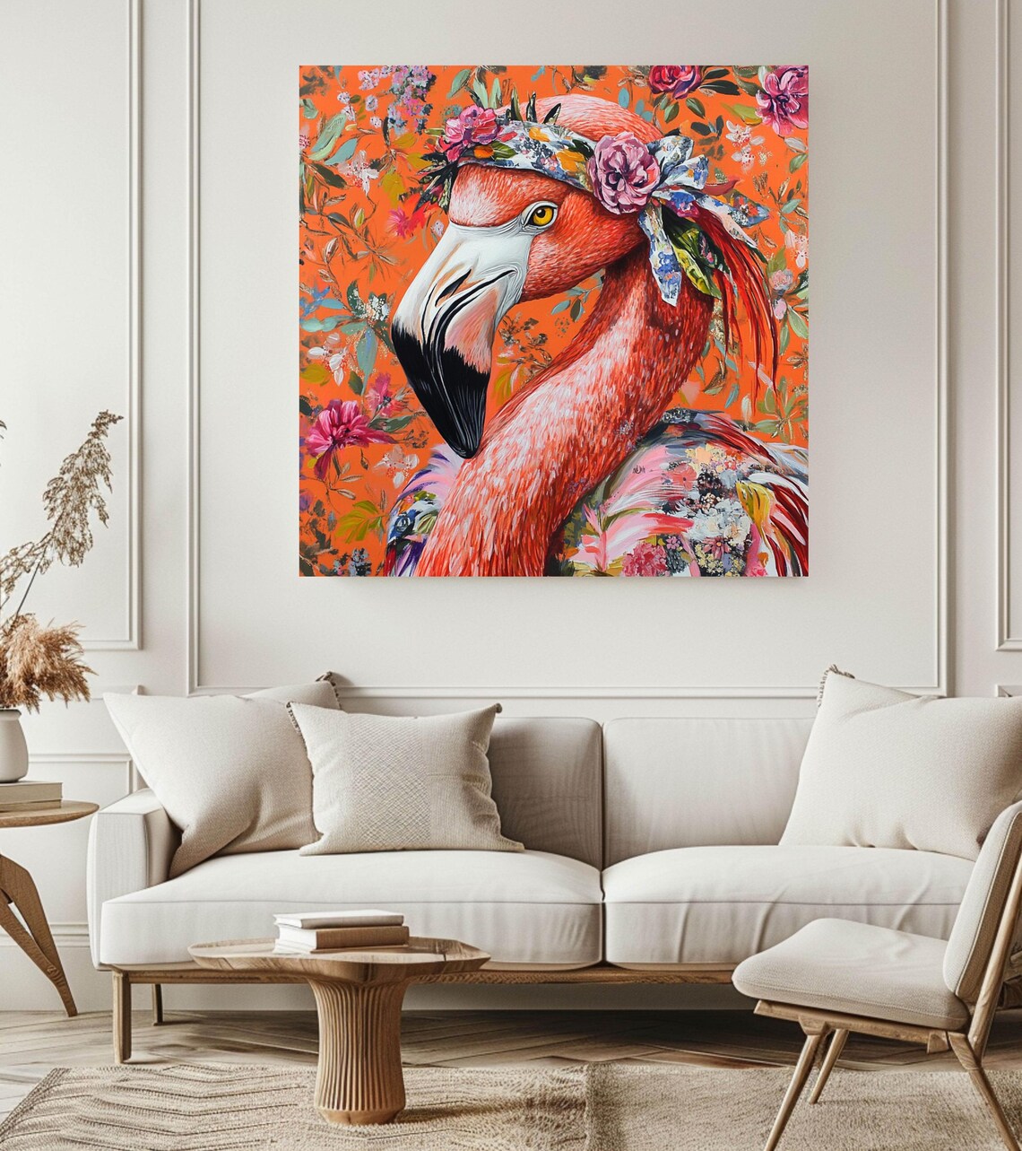 Floral Flamingo Art Print, Trendy Home Decor - Image 3