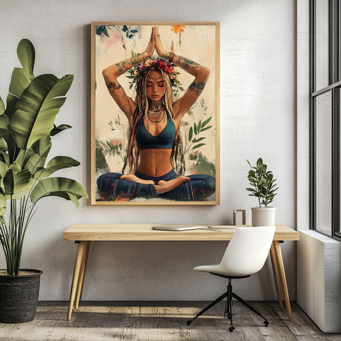 Boho Yoga Wall Art, Mindful Meditation Illustration - Image 3
